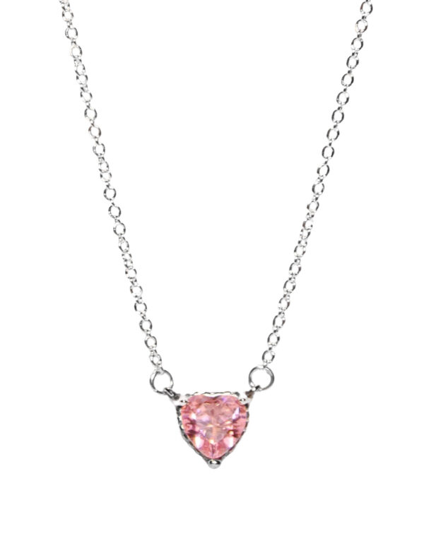 colier argintiu cu pandantiv inimă roz elegantă Noire