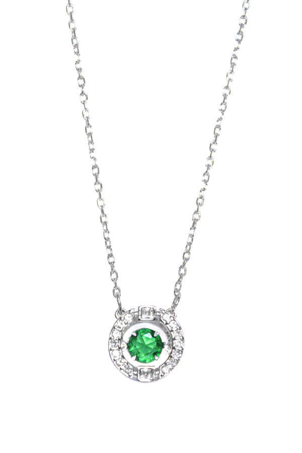 colier argintiu cu cristale verzi