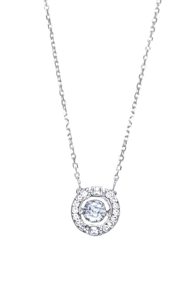 colier argintiu cu cristale albe